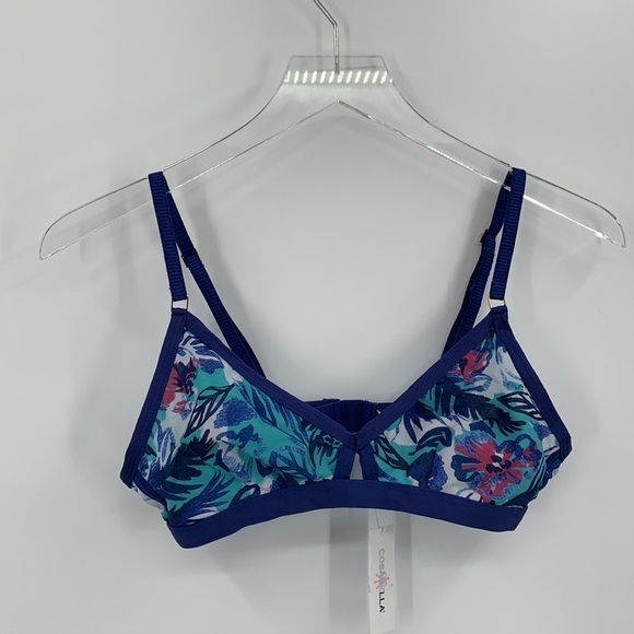 Cosabella Verona printed mesh bralette bra tropical floral blue new Medium - Picture 2 of 5